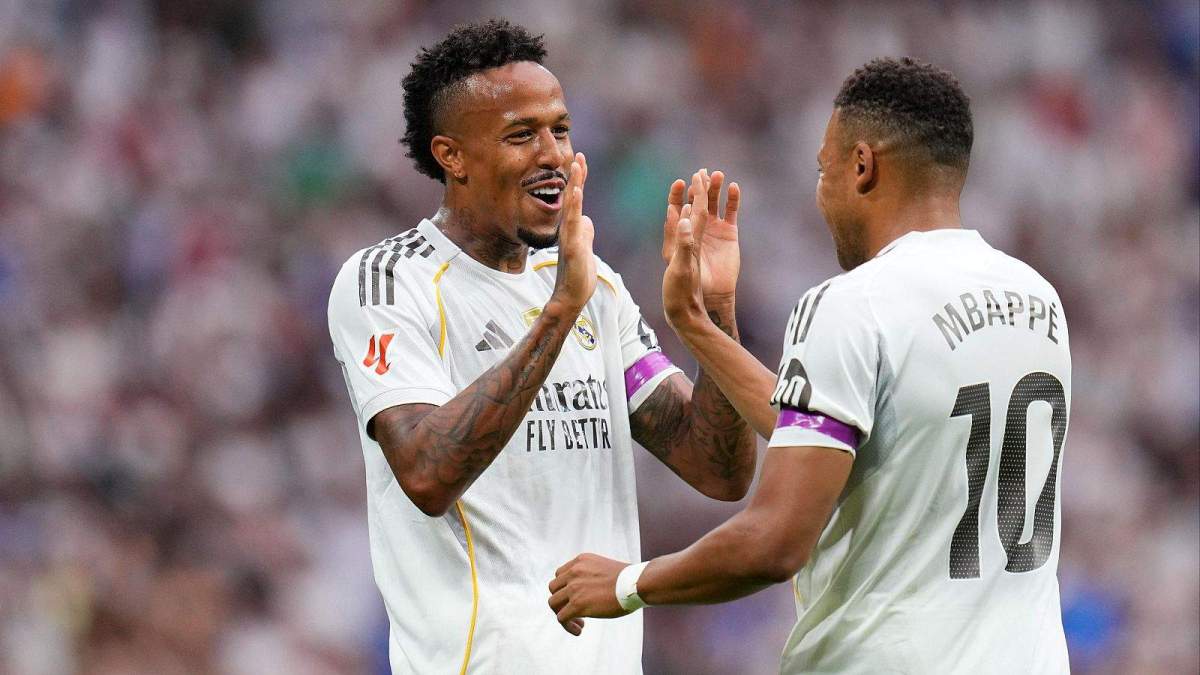 Militao celebrando su gol junto a Mbappé Militao celebrando su gol junto a Mbappé