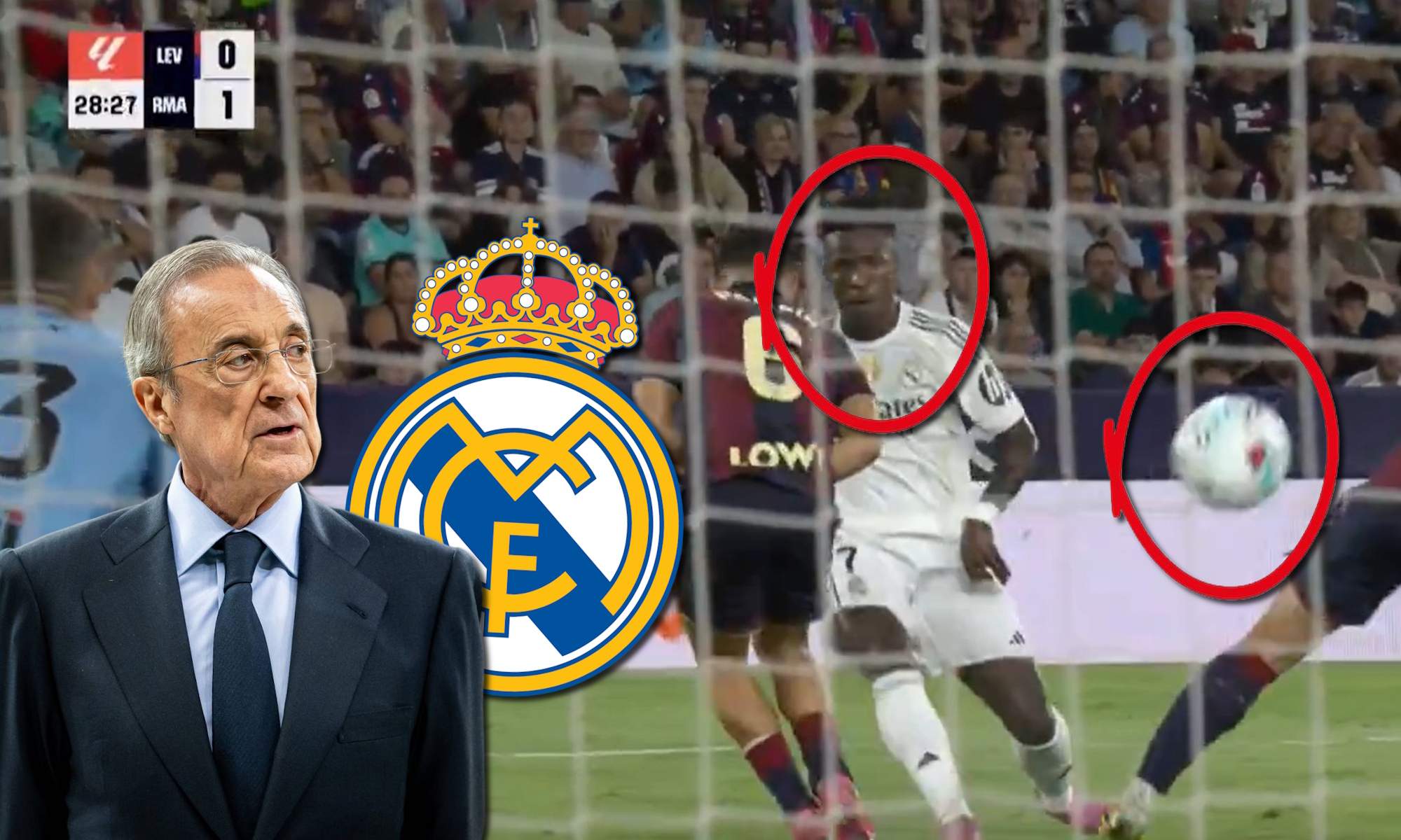 El gol y Florentino Pérez y escudo RM