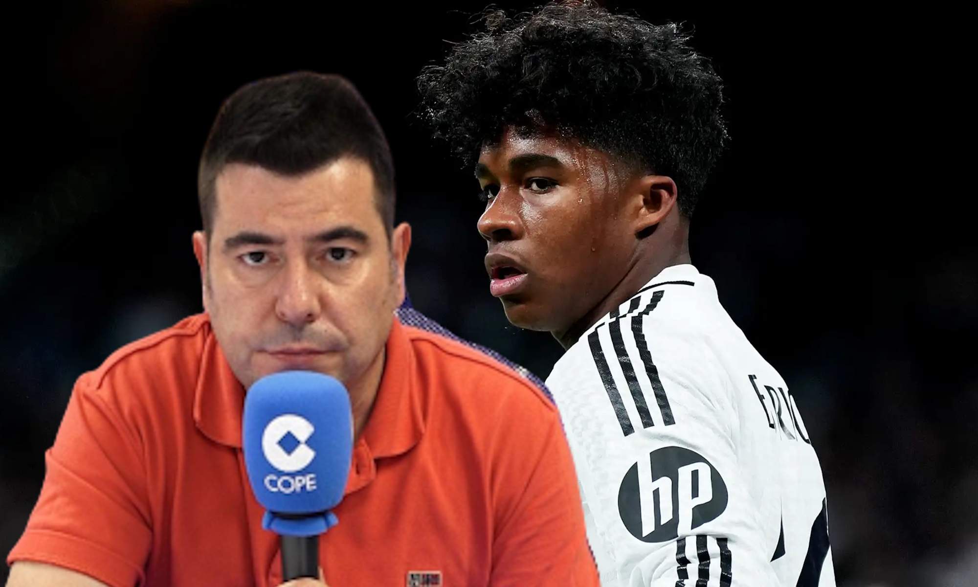 Miguelito de la Cope y Endrick serios