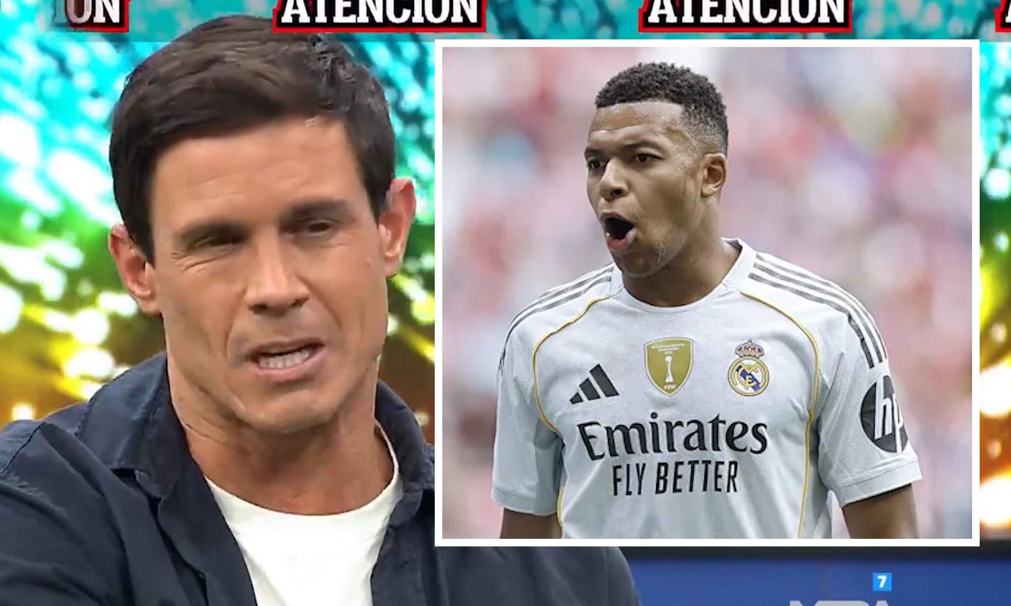 Edu Aguirre y Mbappé sorprendido en recuadro