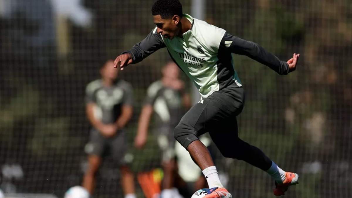 Jude Bellingham entrenando en la mañana de hoy