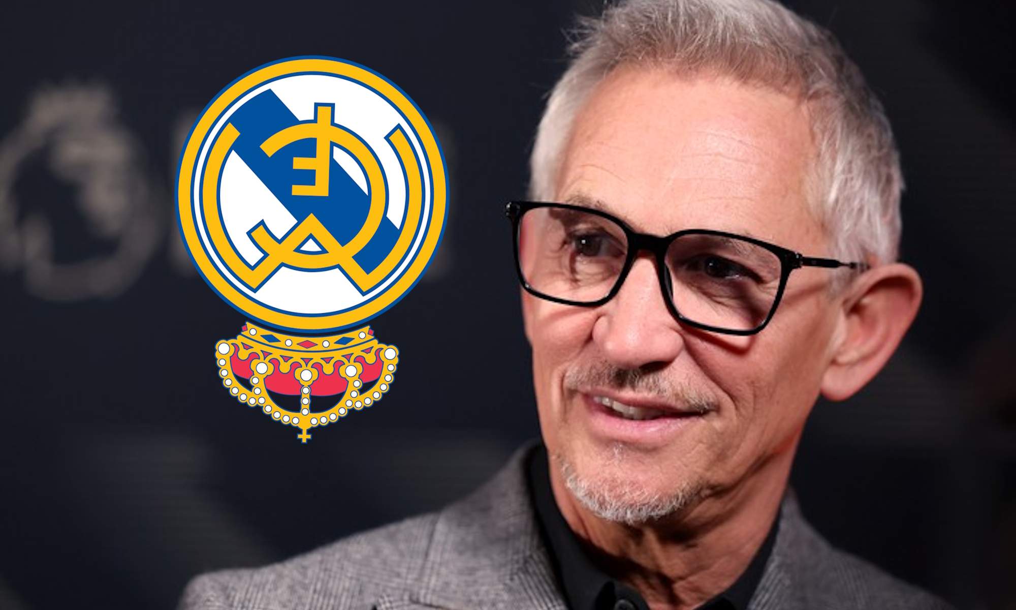 Gary Lineker y escudo del Real Madrid al revés
