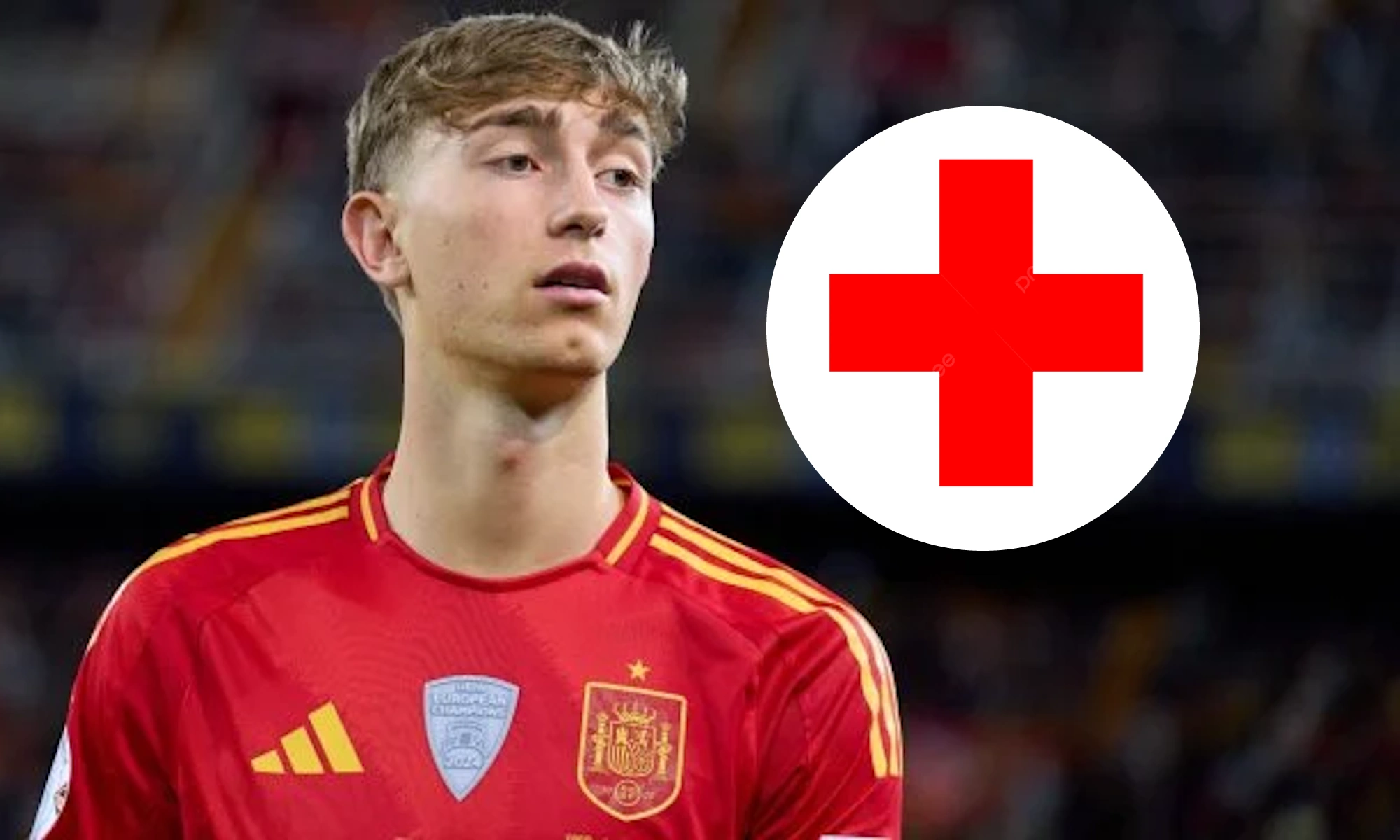 Huijsen con España y símbolo de lesión