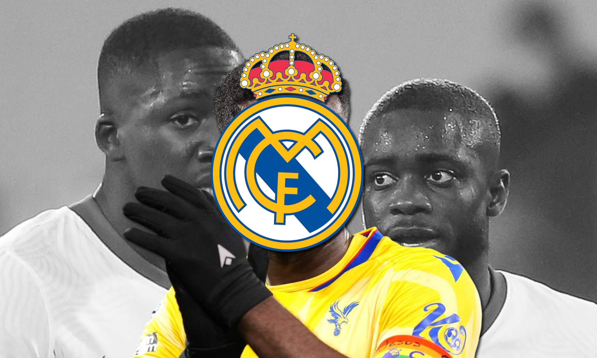 Central tapado con escudo del Real Madrid y Konaté y Upamecano de fondo en BN