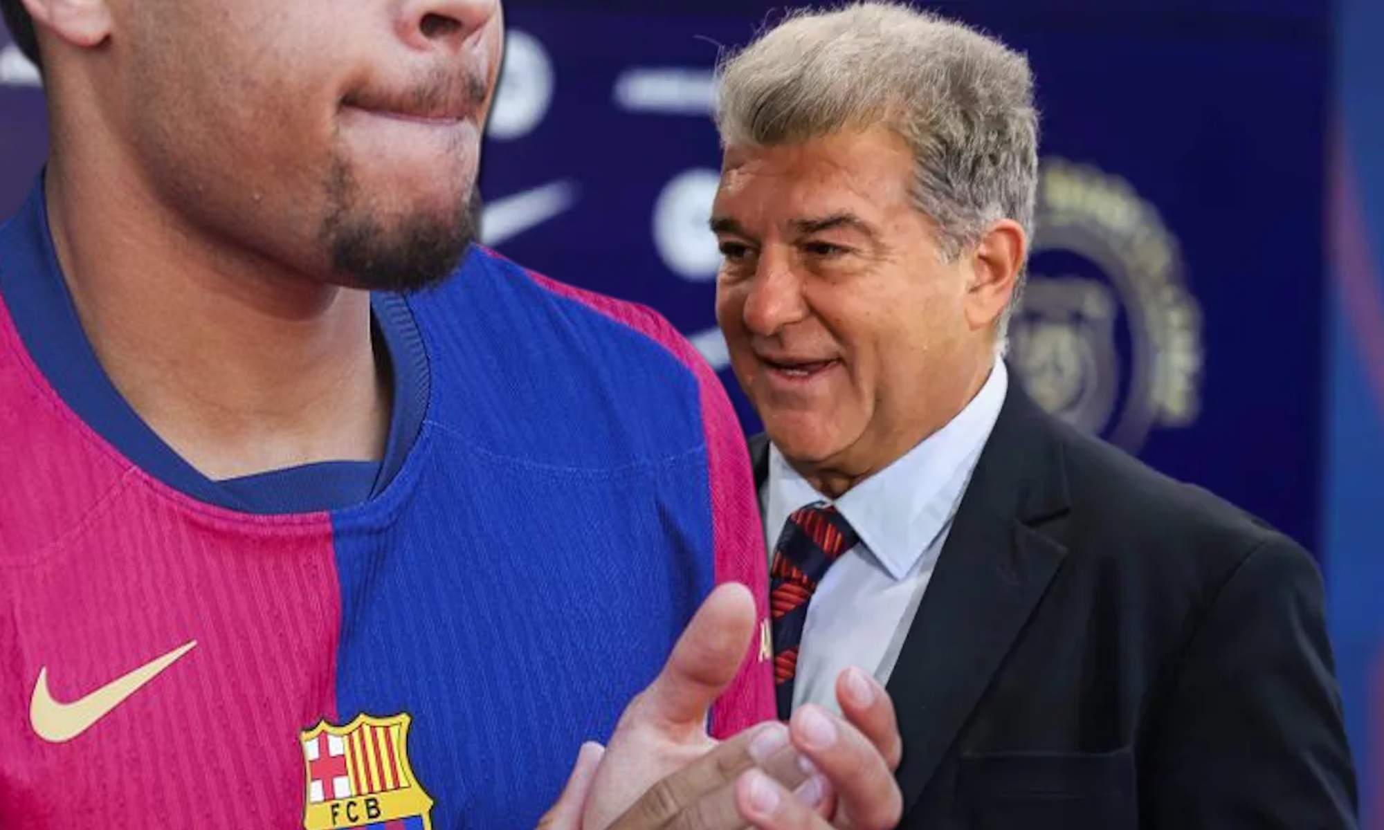 Laporta y jugador del Barça