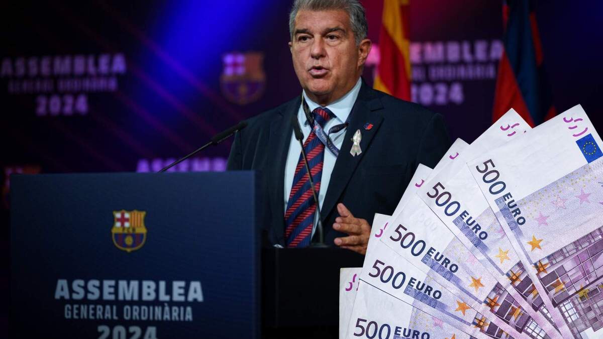 Laporta en la asamblea de 2024 y dinero Laporta en la asamblea de 2024 y dinero