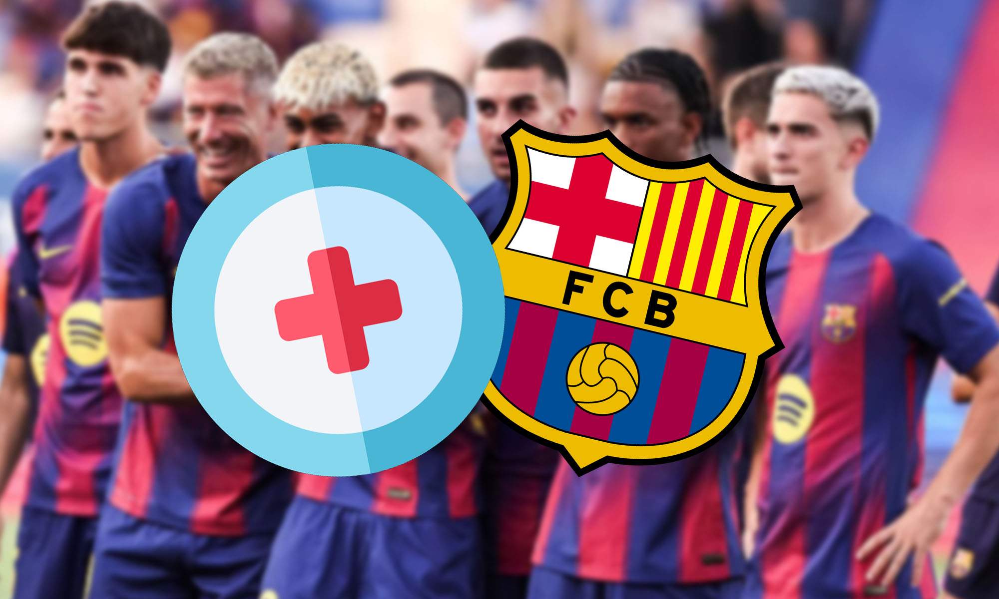 Escudo Barcelona con simbolo de lesion y plantilla de fondo