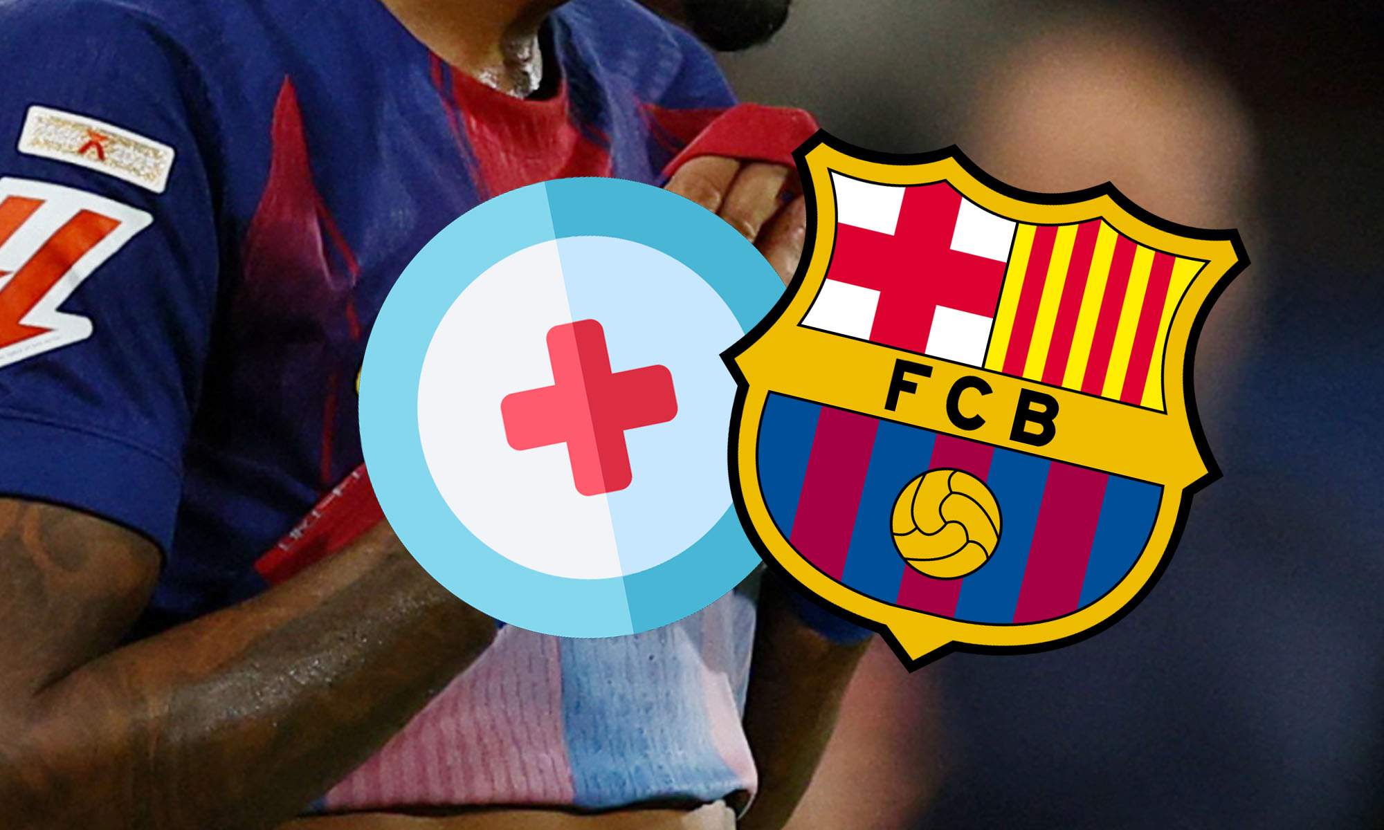 Jugador incognito con escudo Barça y símbolo de lesión Jugador incognito con escudo Barça y símbolo de lesión