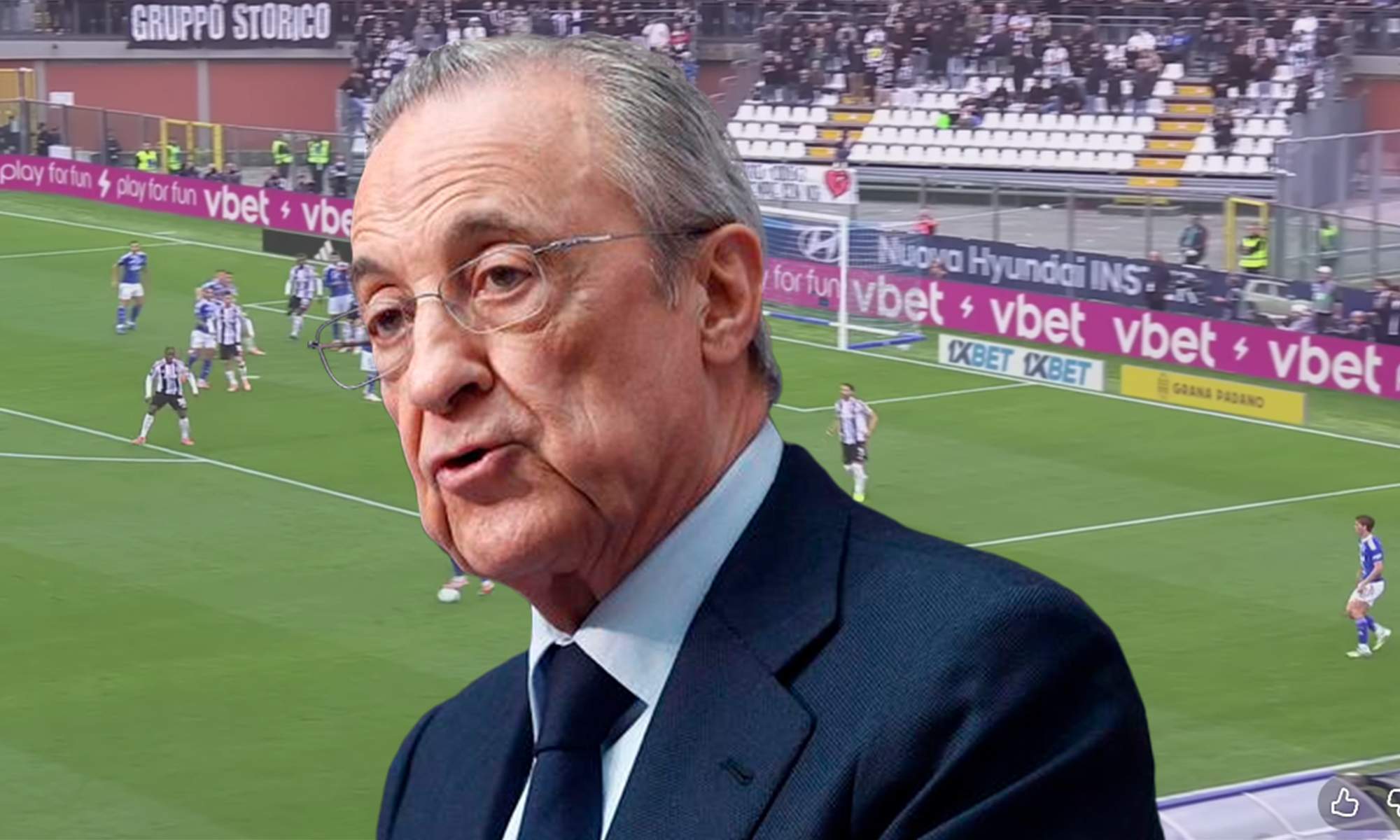 Florentino Pérez y una captura del Juventus - Como.