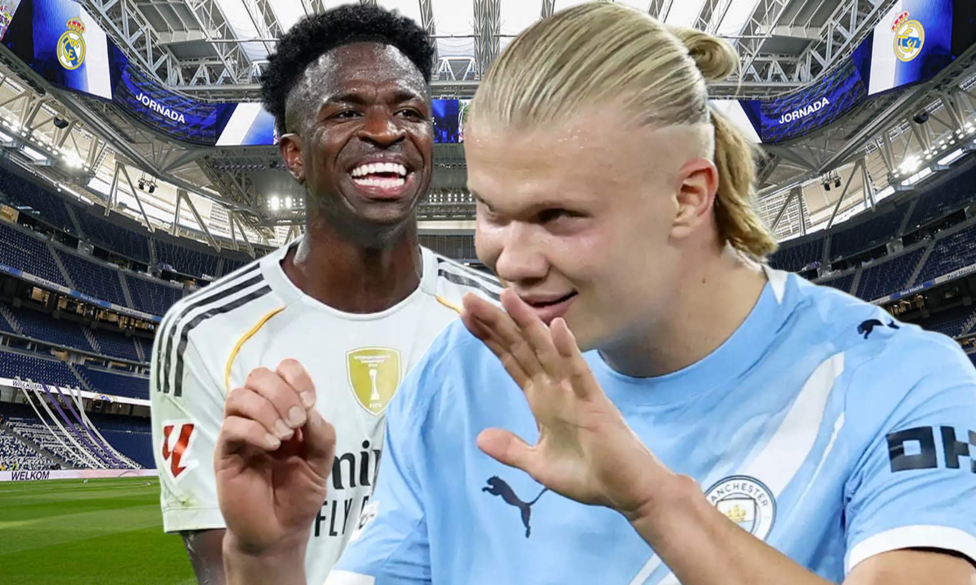 Vinicius y Haaland sobre el Bernabéu Vinicius y Haaland sobre el Bernabéu