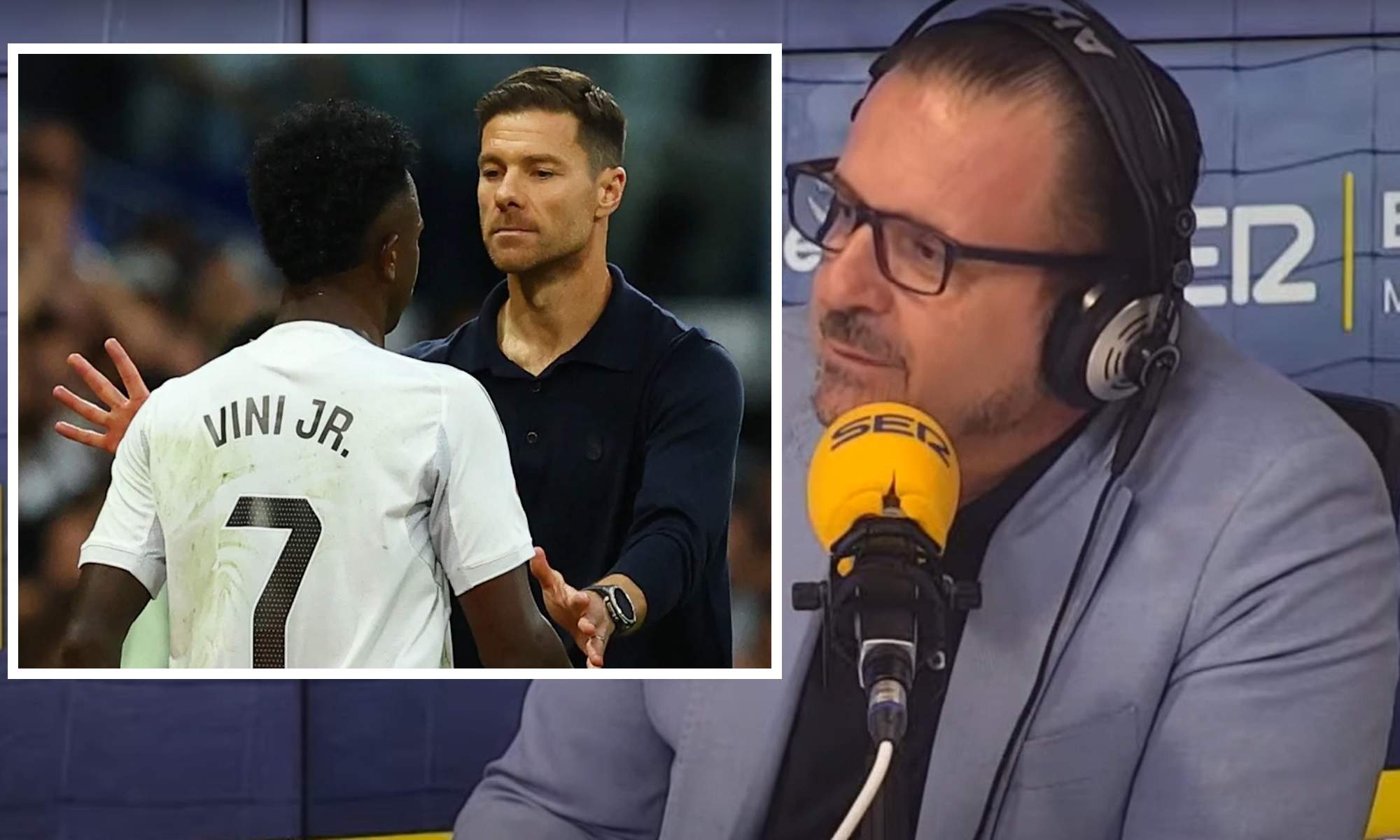 Mijatovic en la Cadena SER y en recuadro Vinicius y Xabi Alonso Mijatovic en la Cadena SER y en recuadro Vinicius y Xabi Alonso