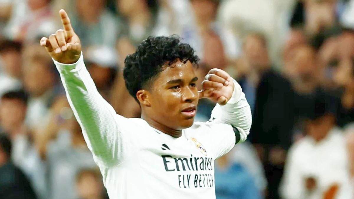 Endrick celebrando un gol con el Real Madrid