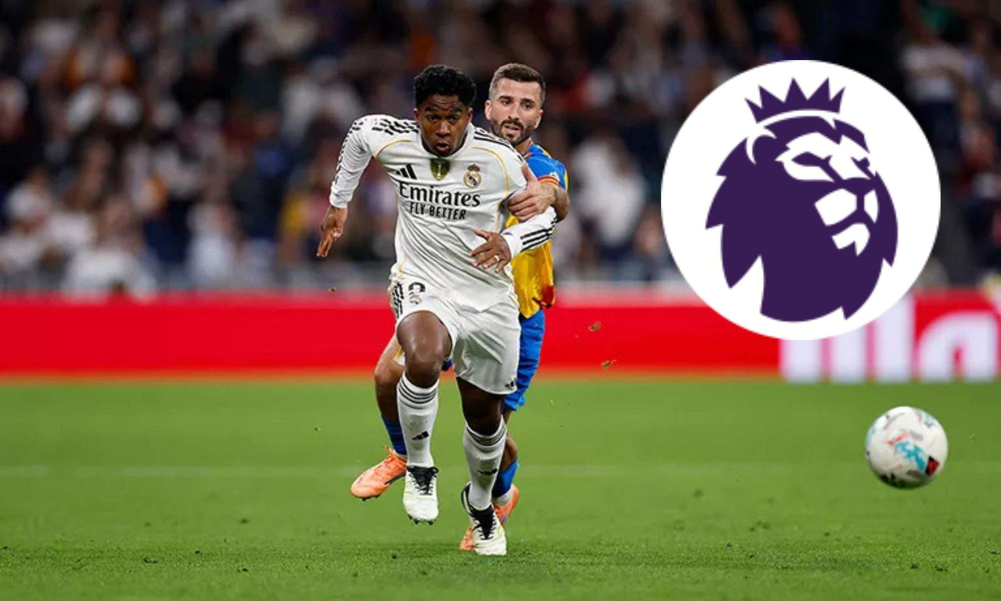 Endrick frente al Valencia y Logo Premier League