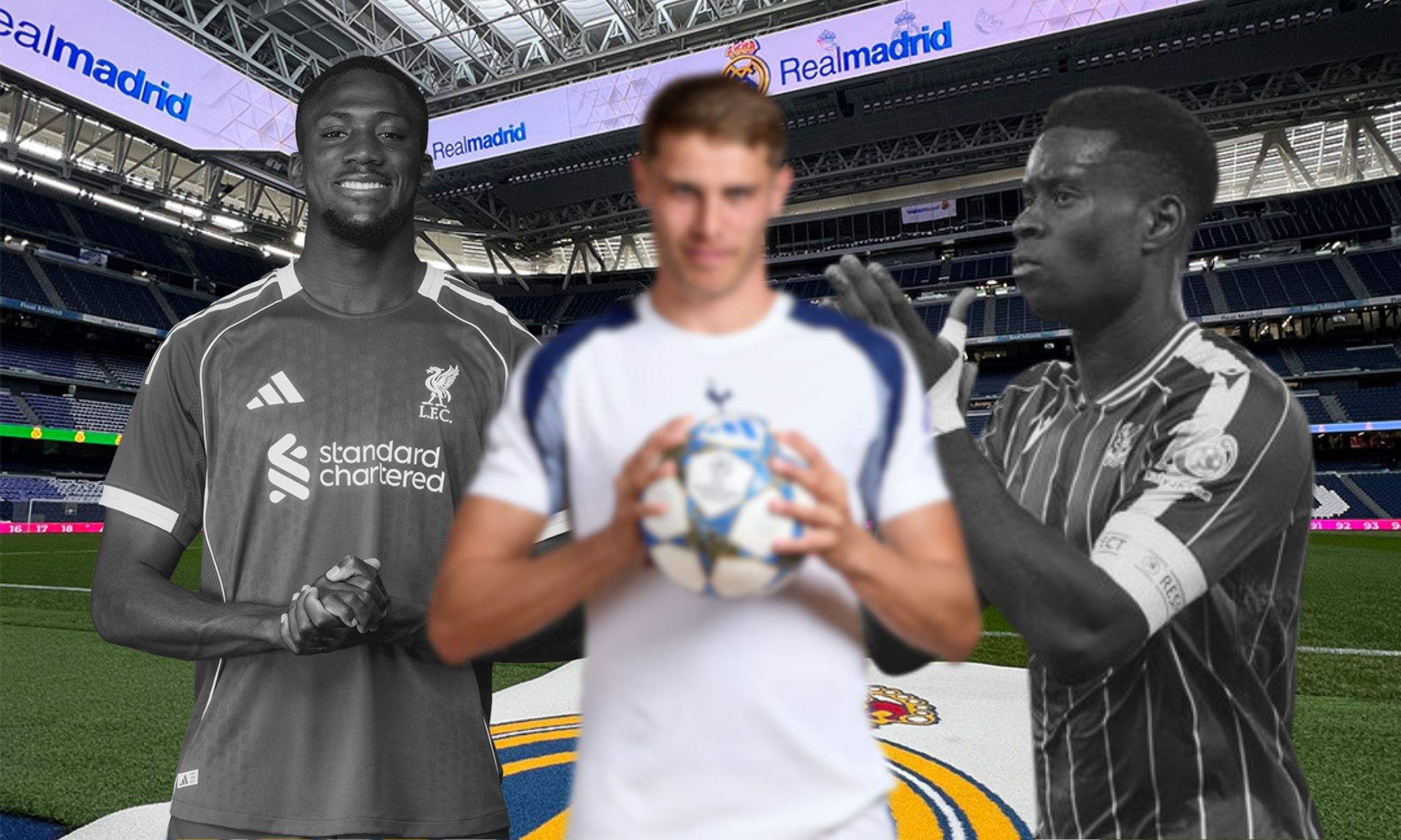 Konaté, Guéhi y  Van de Ven sobre el Bernabéu