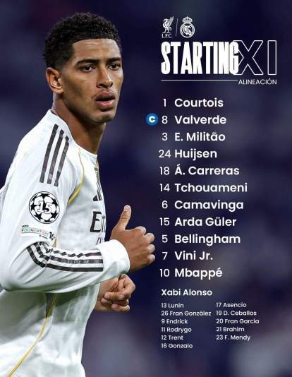 XI del Real Madrid contra el Liverpool XI del Real Madrid contra el Liverpool