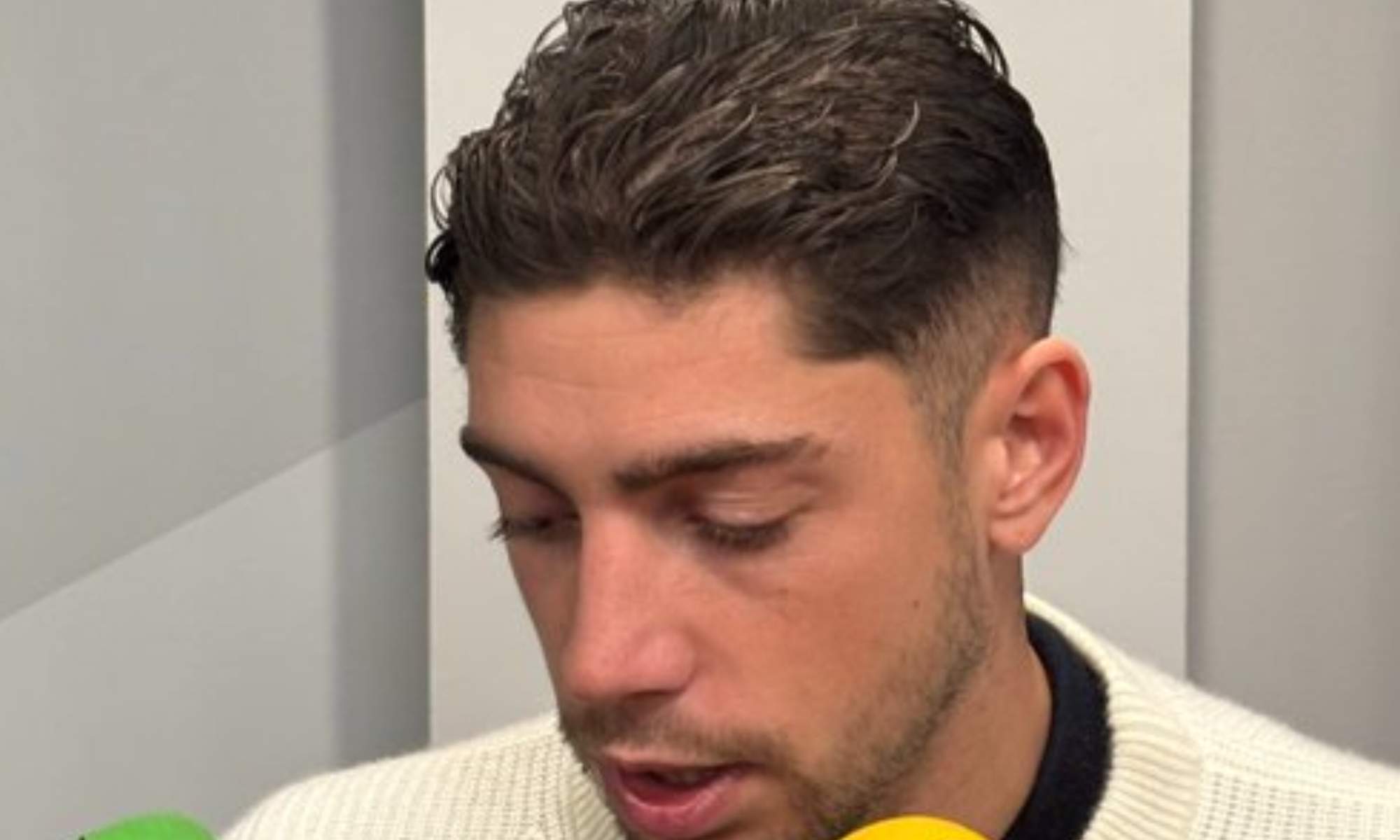 Fede Valverde da la cara después de la derrota del Real Madrid ante el Liverpool