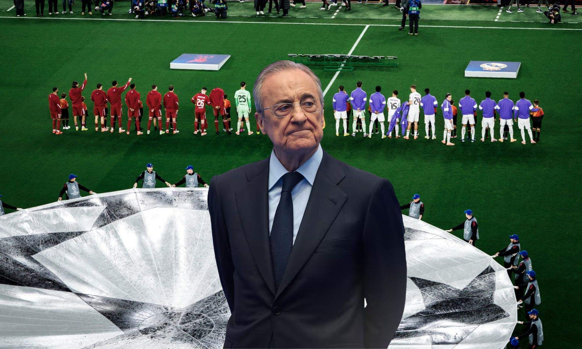 Florentino Pérez y los onces de Liverpool - Real Madrid