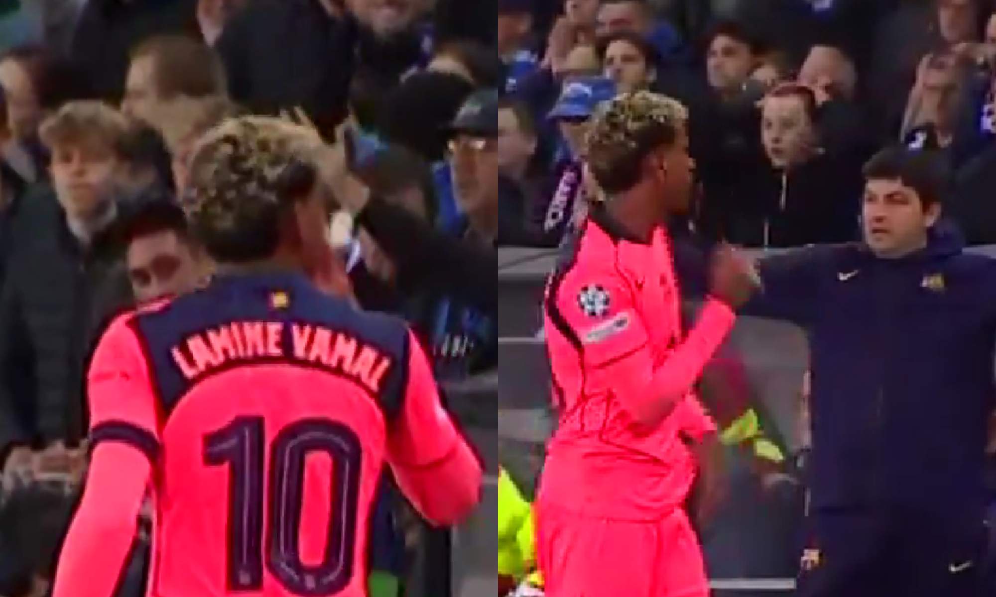 Lamine Yamal la lío en el partido de su equipo contra el Brujas: se encaró con la grada