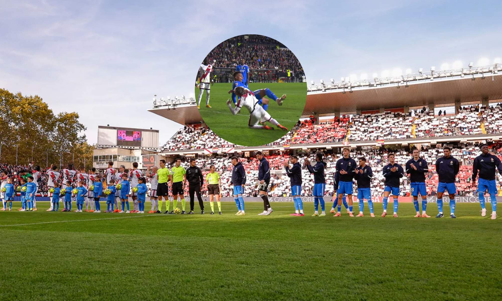 El Real Madrid pidió penalti por este agarrón sobre Mbappé