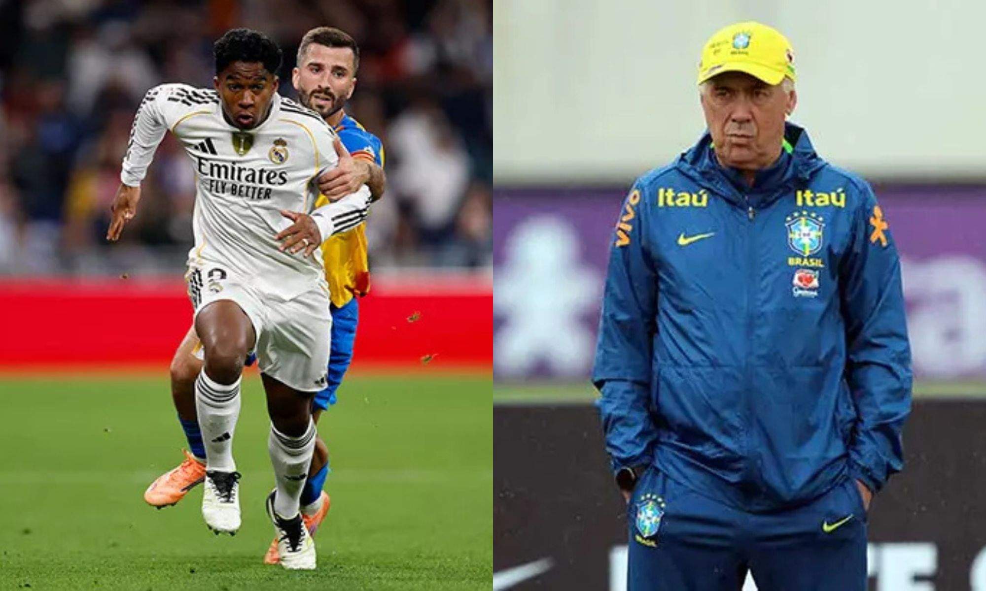 Endrick y Ancelotti en un entrenamiento de Brasil Endrick y Ancelotti en un entrenamiento de Brasil