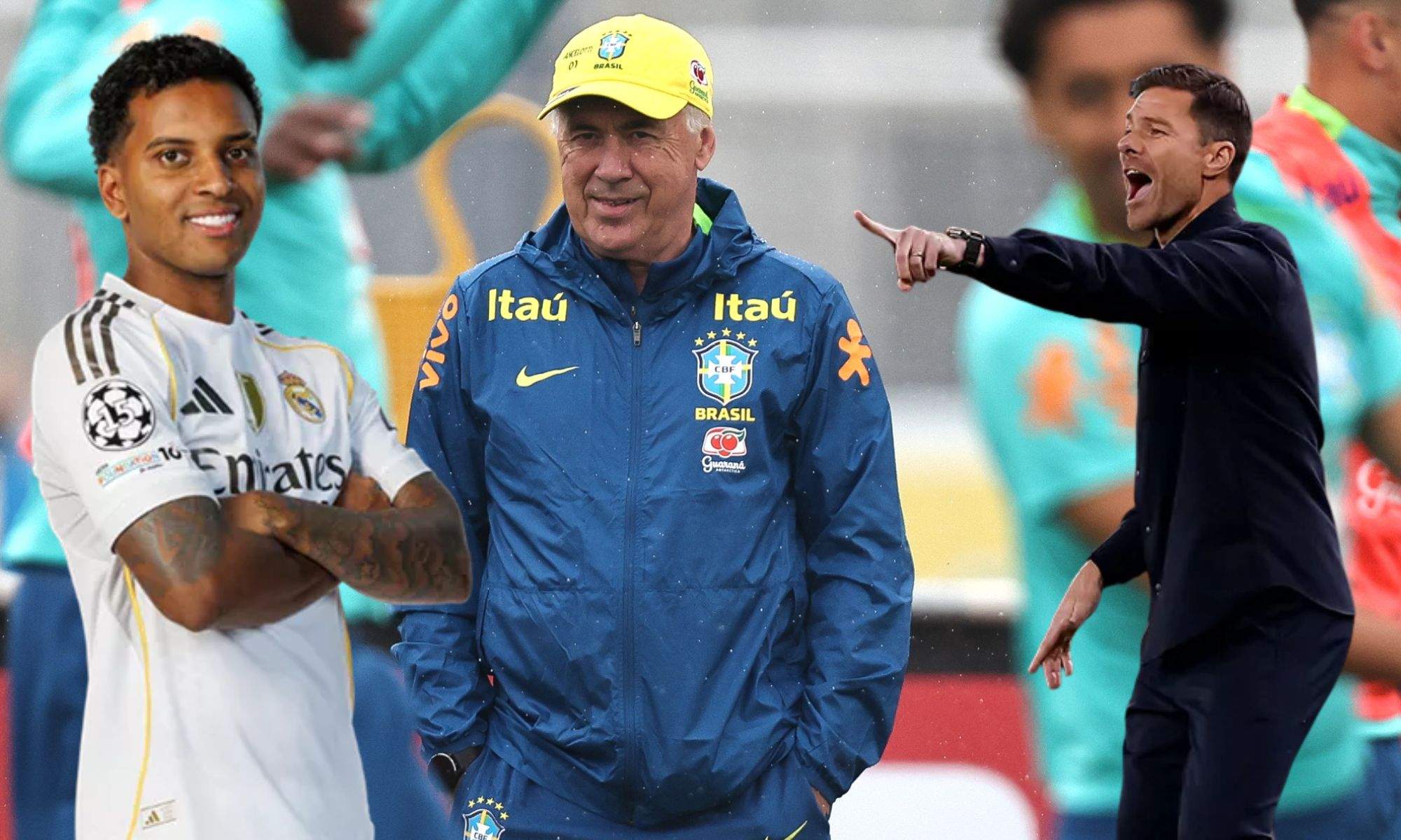 Rodrygo, Ancelotti y Xabi Alonso Rodrygo, Ancelotti y Xabi Alonso