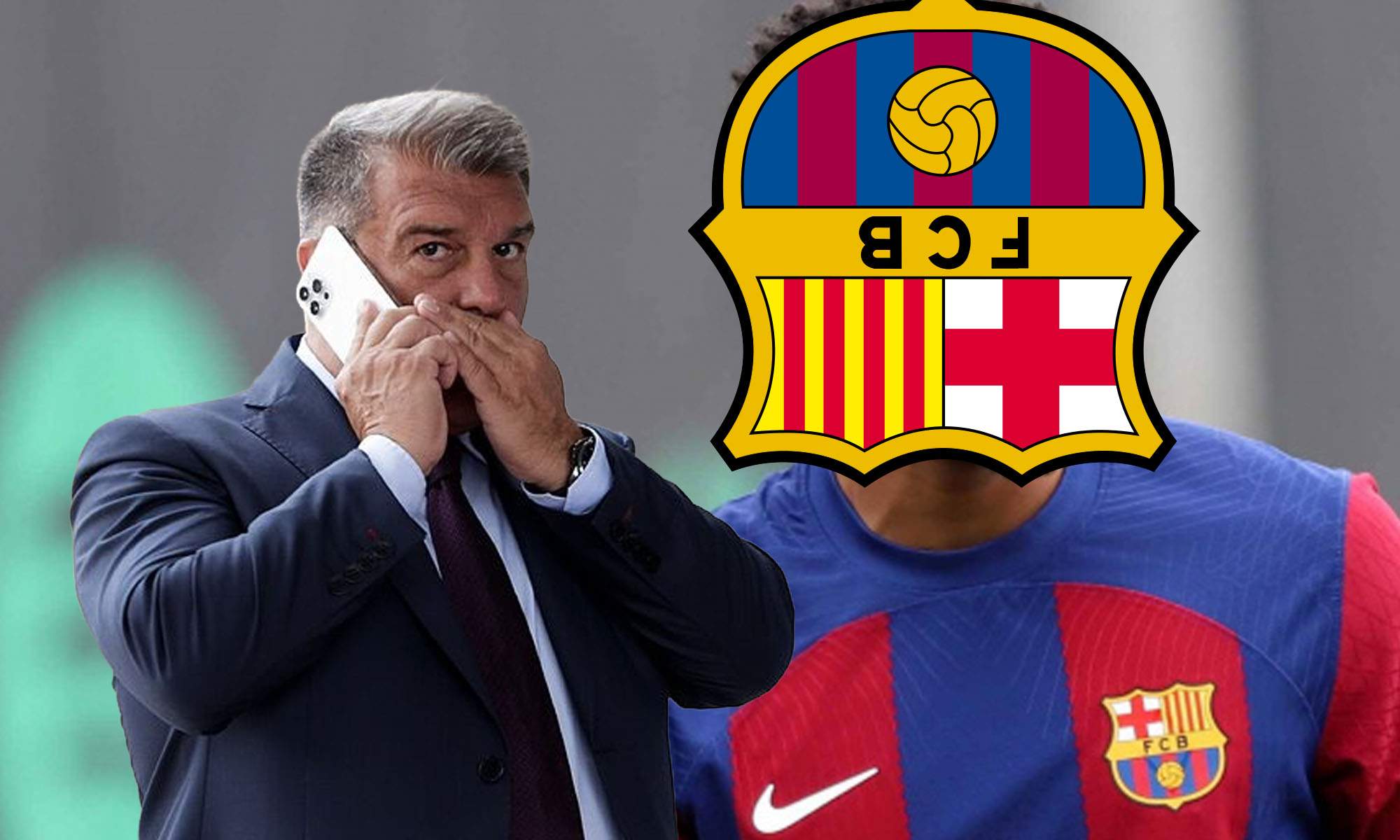 Laporta con jugador de incognito del Barcelona