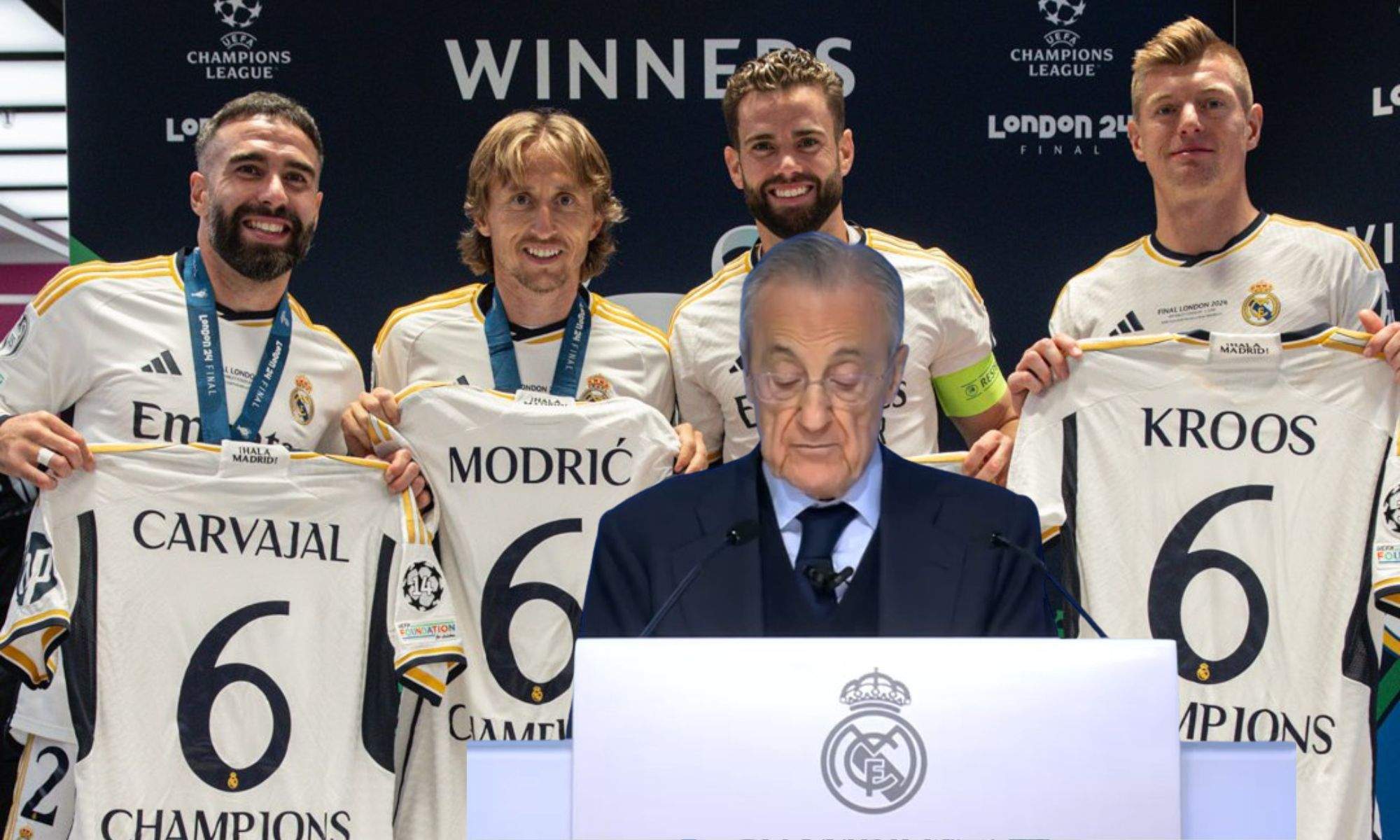 Florentino y Jugadores con 6 Champions
