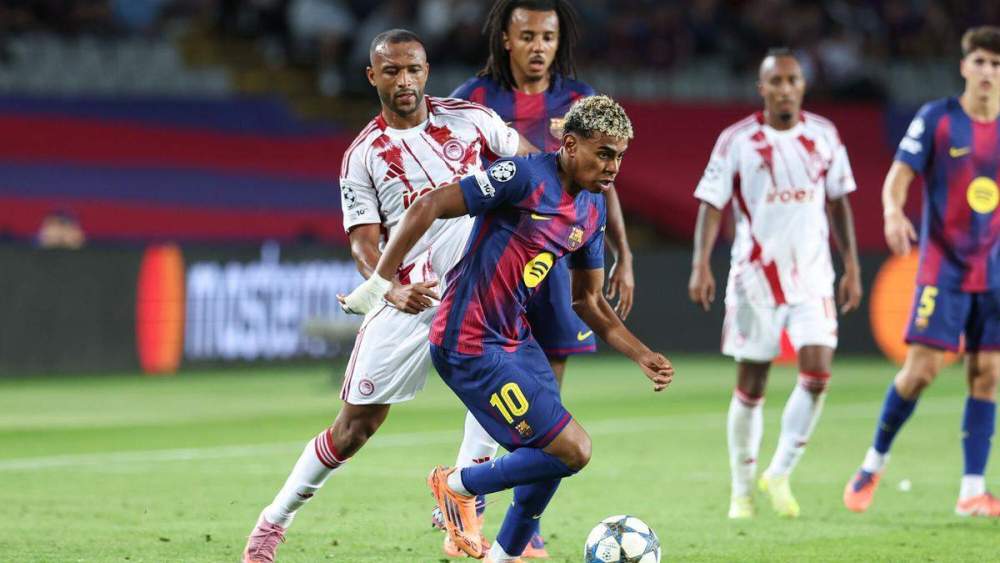 Lamine Yamal en el Olympiacos-Barça