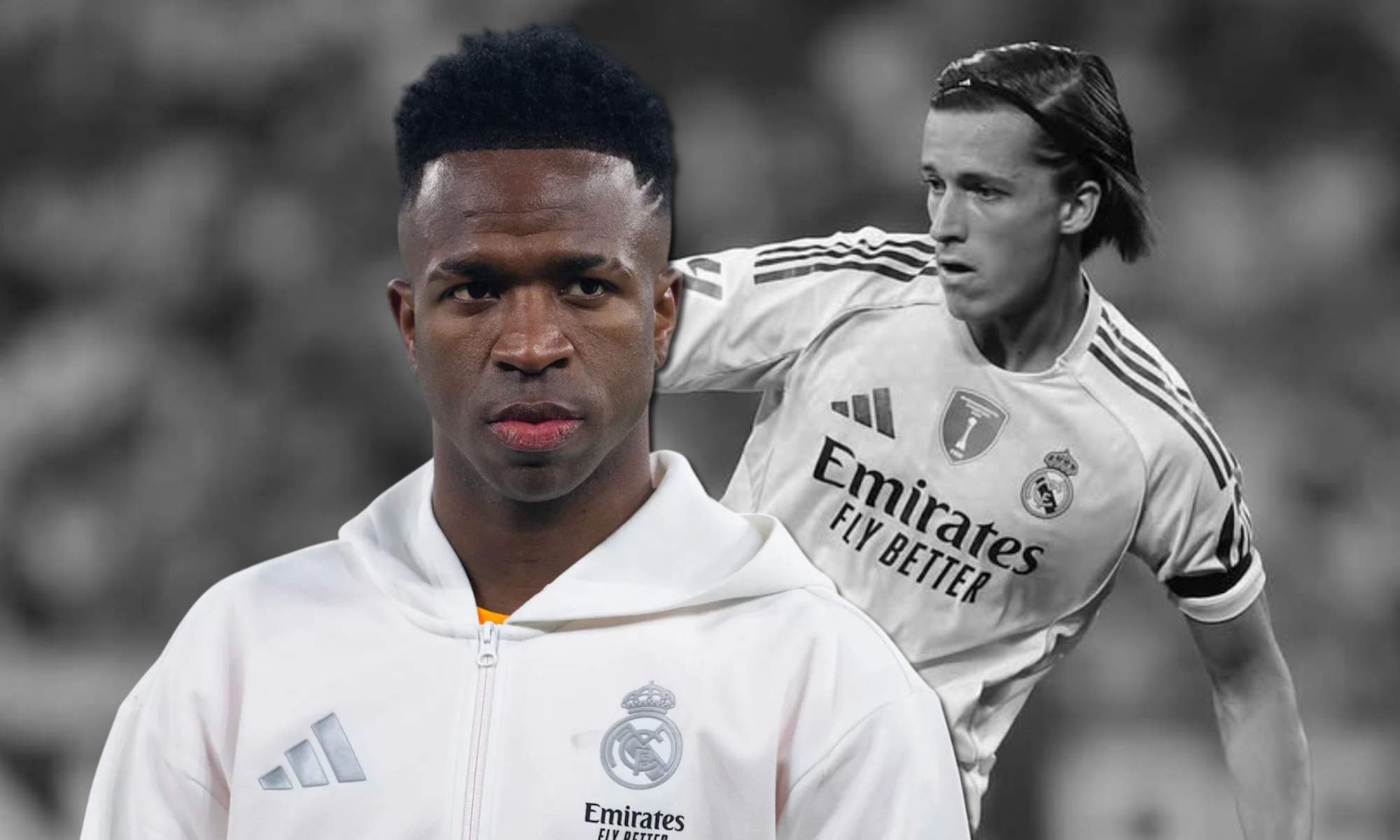 Vinicius serio con Carreras de fondo en BN