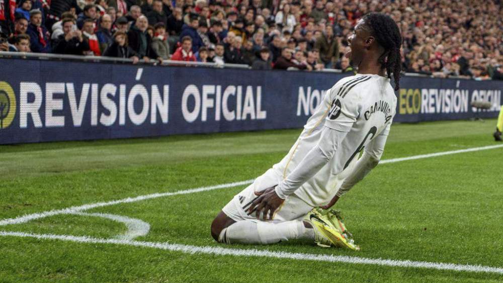 Eduardo Camavinga celebrando un gol con el Real Madrid. Eduardo Camavinga celebrando un gol con el Real Madrid.
