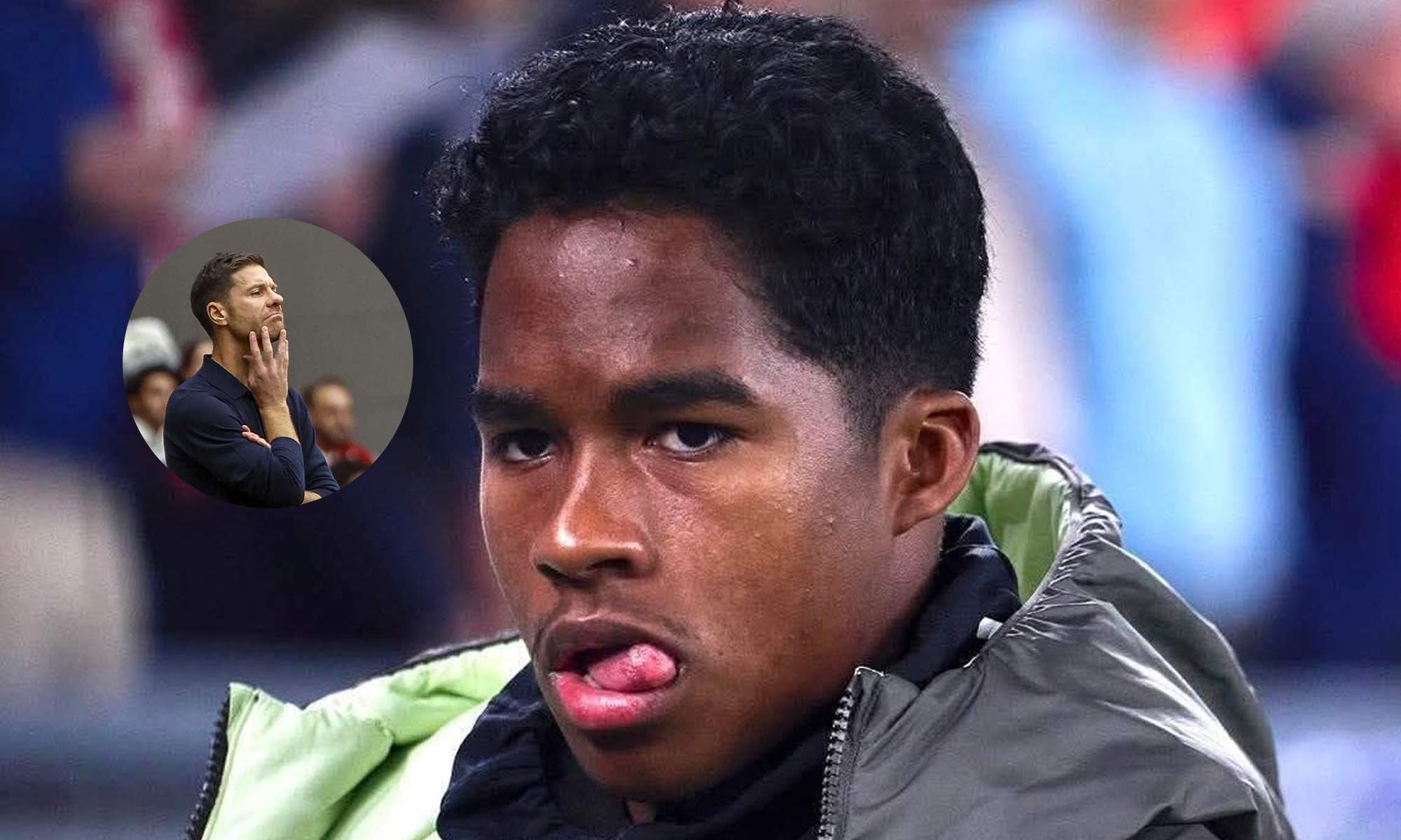 Endrick y una foto de Xabi Alonso. 