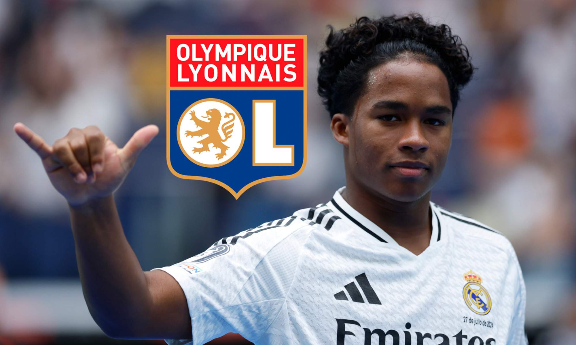 Endrick y escudo del Olympique de Lyon