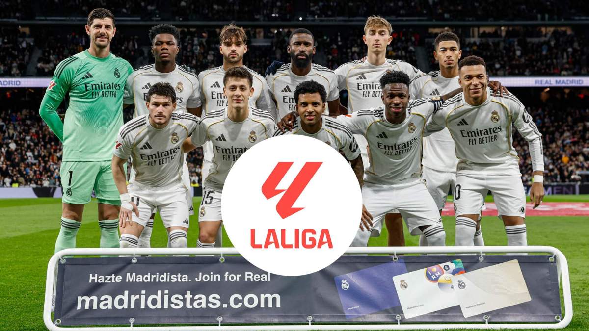 Un once del Real Madrid y el logo de LaLiga. Un once del Real Madrid y el logo de LaLiga.