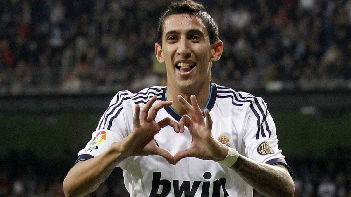 Di María celebrando un gol con el Real Madrid