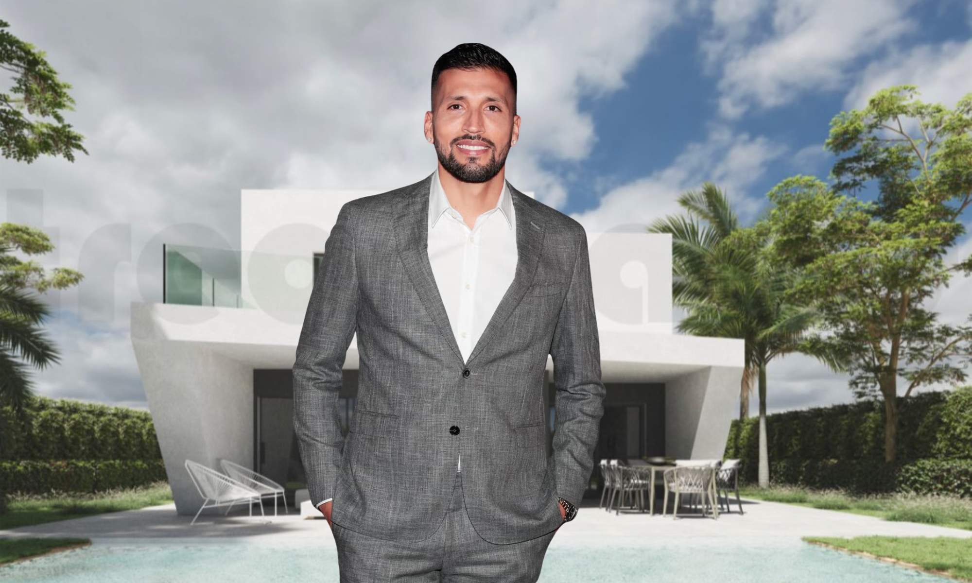 Garay y una de sus viviendas