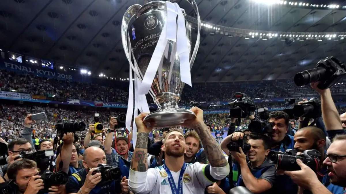 Sergio Ramos después de ganar una Champions